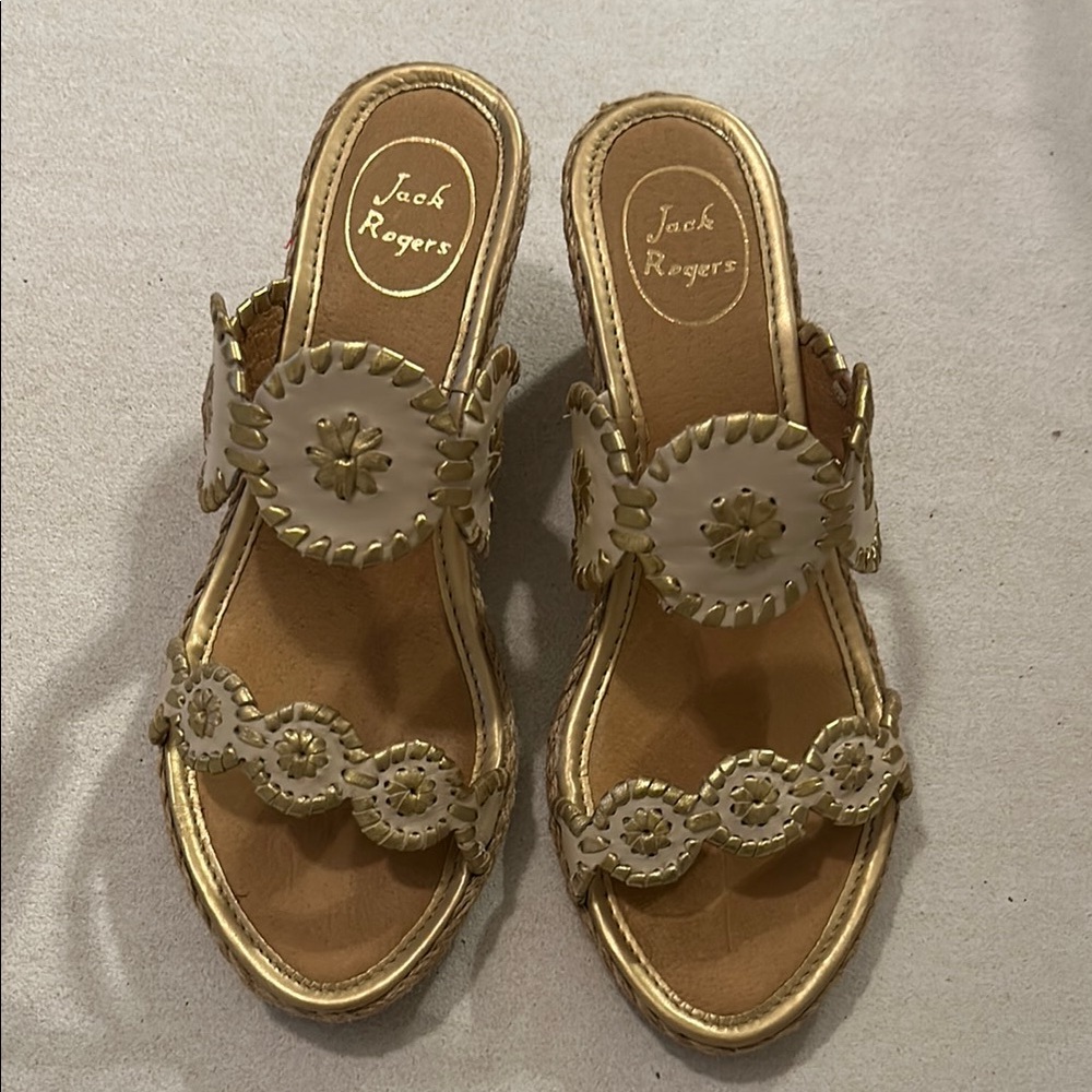 Jack Rogers Women's Gold Wedge Sandals